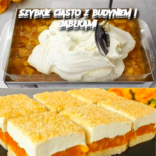 Szybkie ciasto z budyniem i jabłkami 🍎🍮