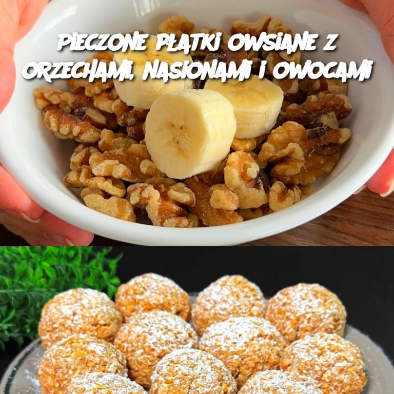 Pieczone płatki owsiane z orzechami, nasionami i owocami