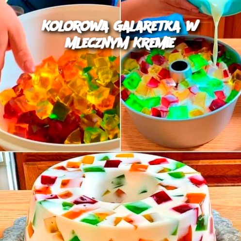 Kolorowa Galaretka w Mlecznym Kremie 🍮🌈