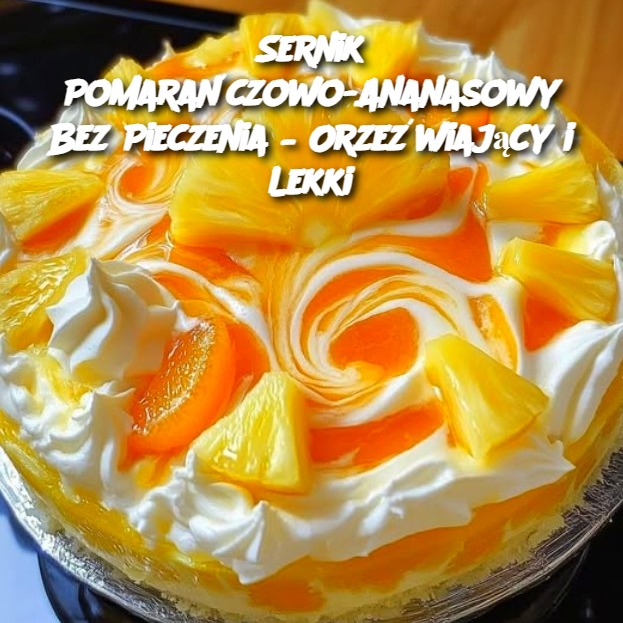 Sernik Pomarańczowo-Ananasowy Bez Pieczenia – Orzeźwiający i Lekki 🍊🍍