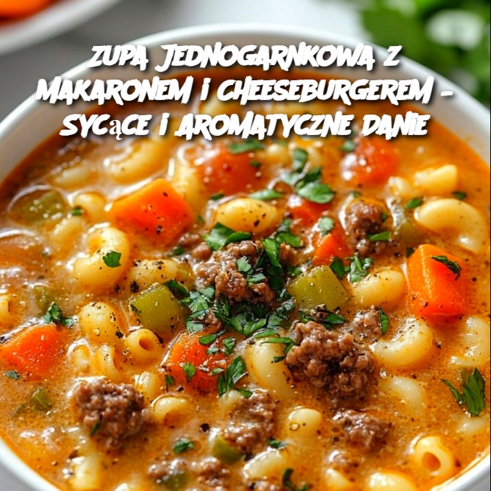 Zupa Jednogarnkowa z Makaronem i Cheeseburgerem – Sycące i Aromatyczne Danie