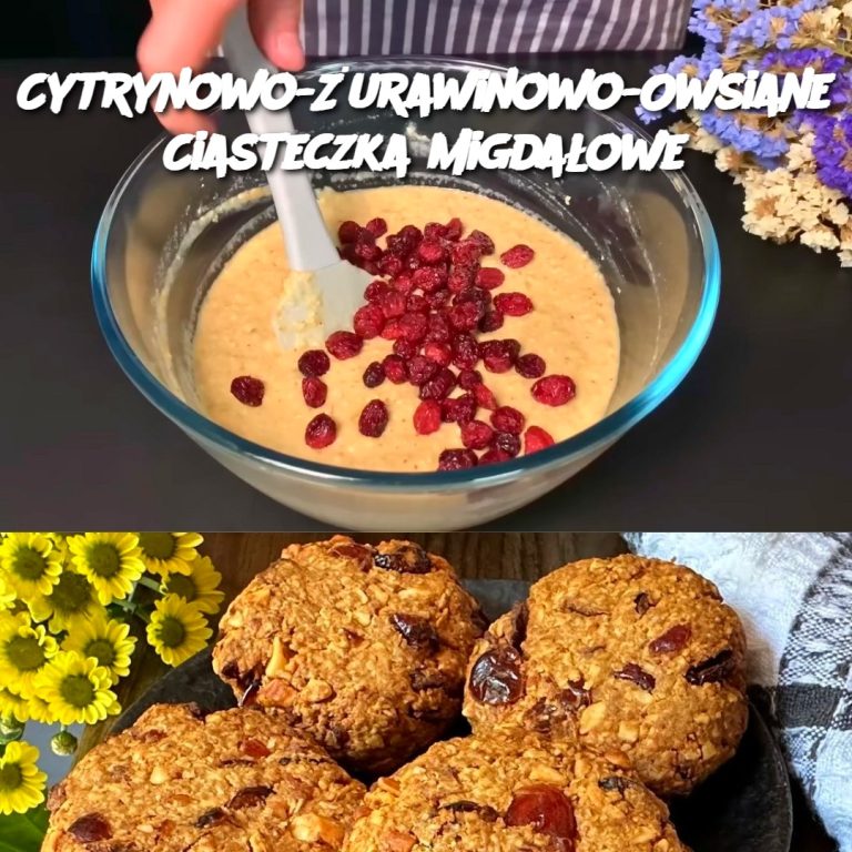 Cytrynowo-Żurawinowo-Owsiane Ciasteczka Migdałowe 🍋✨