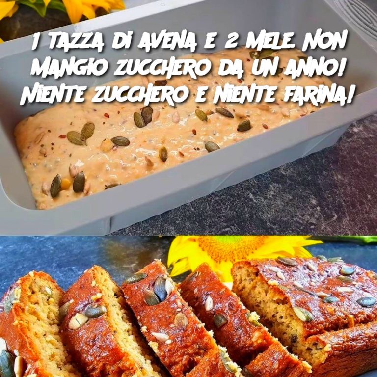 1 tazza di avena e 2 mele. Non mangio zucchero da un anno! Niente zucchero e niente farina!