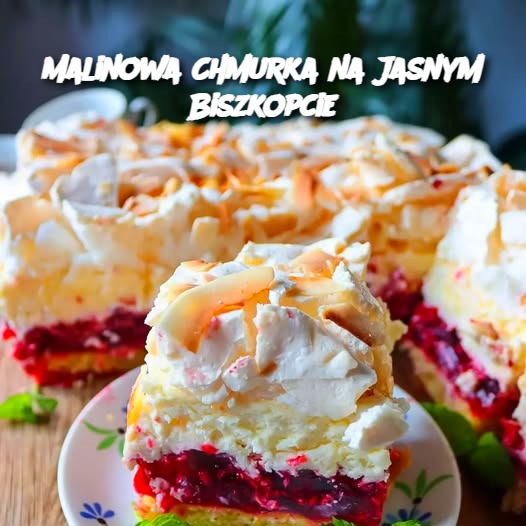 🍓 Malinowa Chmurka na Jasnym Biszkopcie 🍰 – Lekki i Puszysty Deser