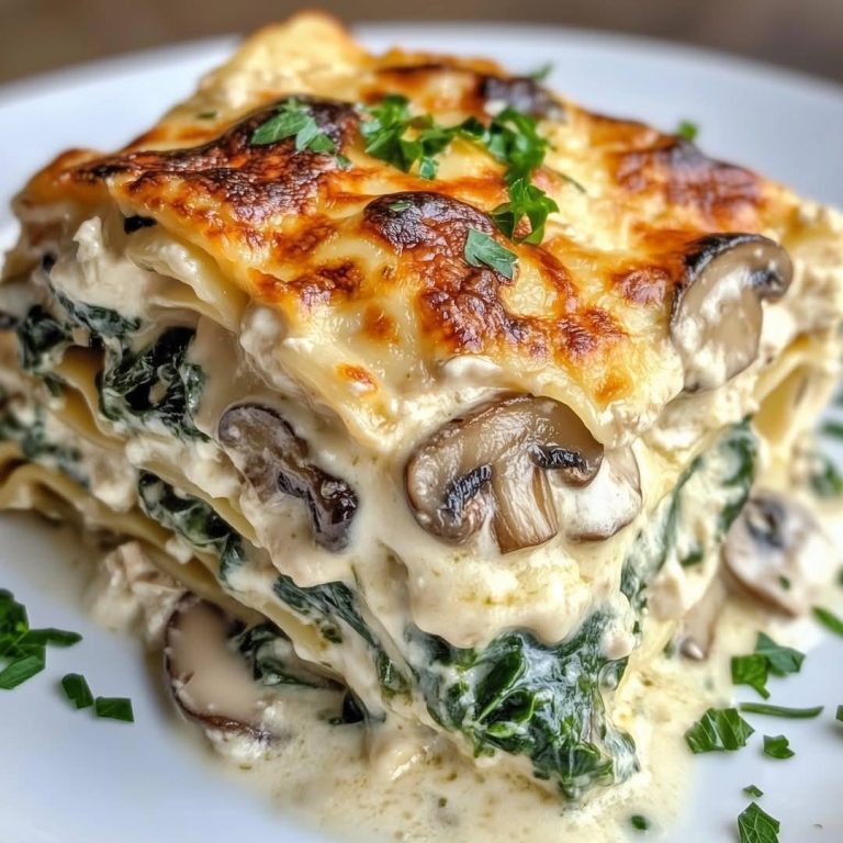 Lasagne ze szpinakiem i grzybami w kremowym sosie