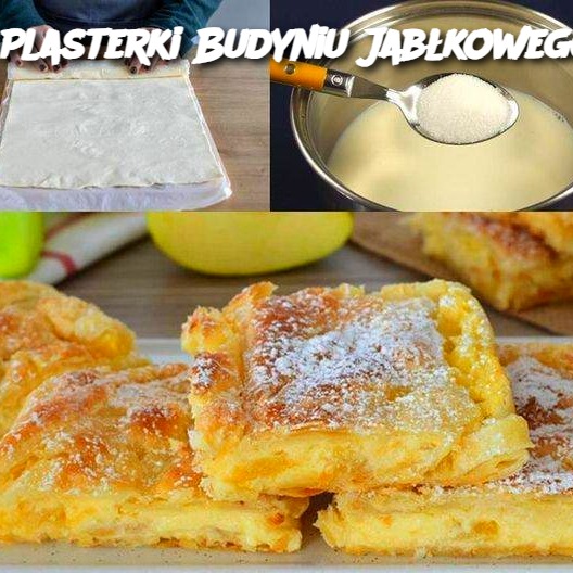 🍏 Plasterki Budyniu Jabłkowego – Delikatny i Aromatyczny Deser! 🍮