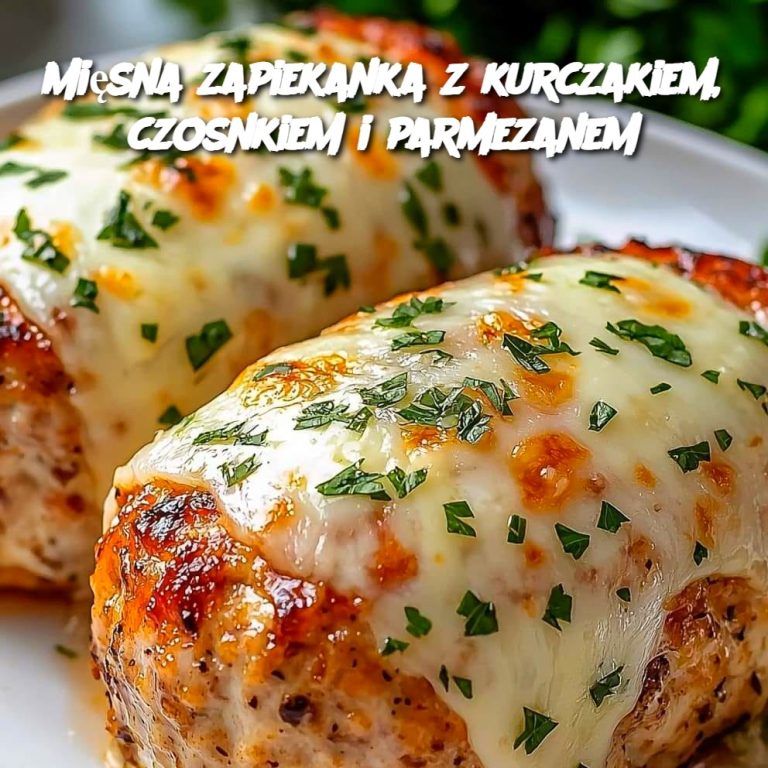 Mięsna zapiekanka z kurczakiem, czosnkiem i parmezanem