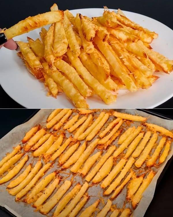 Pieczone frytki ziemniaczane z parmezanem