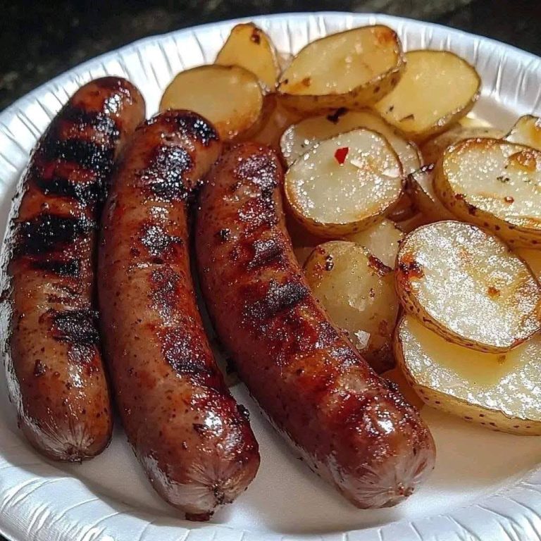 Grillowane kiełbaski i chrupiące plasterki ziemniaków!