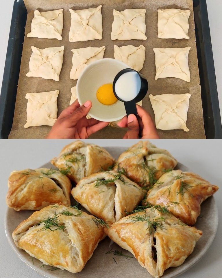 Ciasta francuskie z kurczakiem i pieczarkami