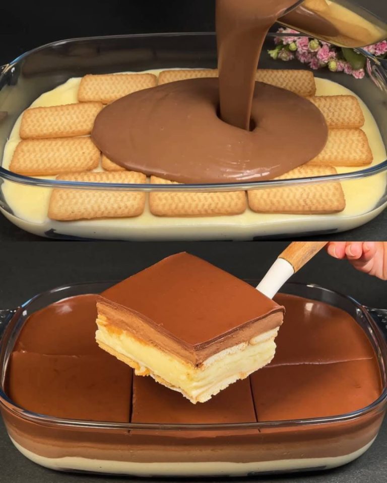 Bez pieczenia: Ciasto budyniowe z herbatnikami, wanilią i kremem czekoladowym