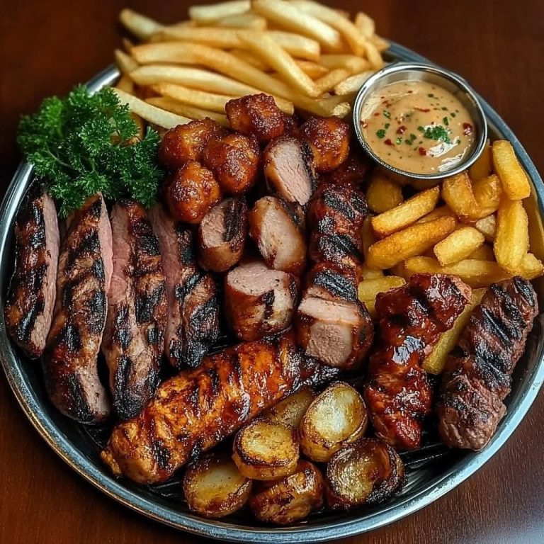 „Grillowa uczta smaku z chrupiącymi frytkami – idealne danie na każdą okazję”